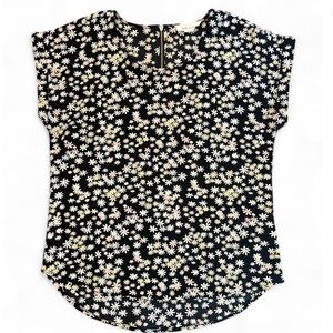 Black Muti Color Floral Print Women's Top